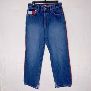 Vintage Y2K Tommy Jeans Tommy Hilfiger Big Flag Distressed Relaxed Fit Jeans 30